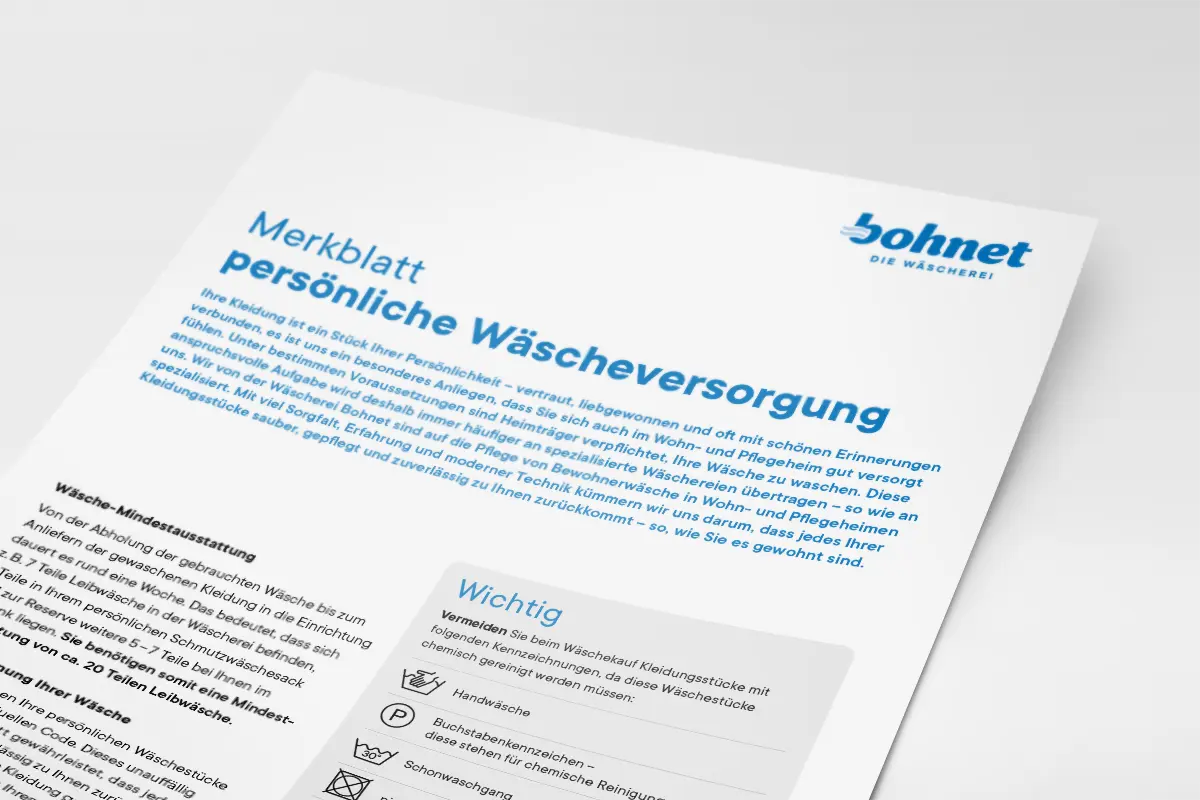 Merkblatt Bewohnerwäsche Merkblatt Bewohnerwäsche